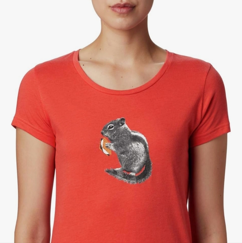 Columbia Smores Squirrel Orange T-shirt Sz SM Gorpcore Cabincore Camping